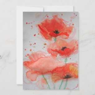 Carte de Birthday Plate à l'Aquarelle Coquelicots