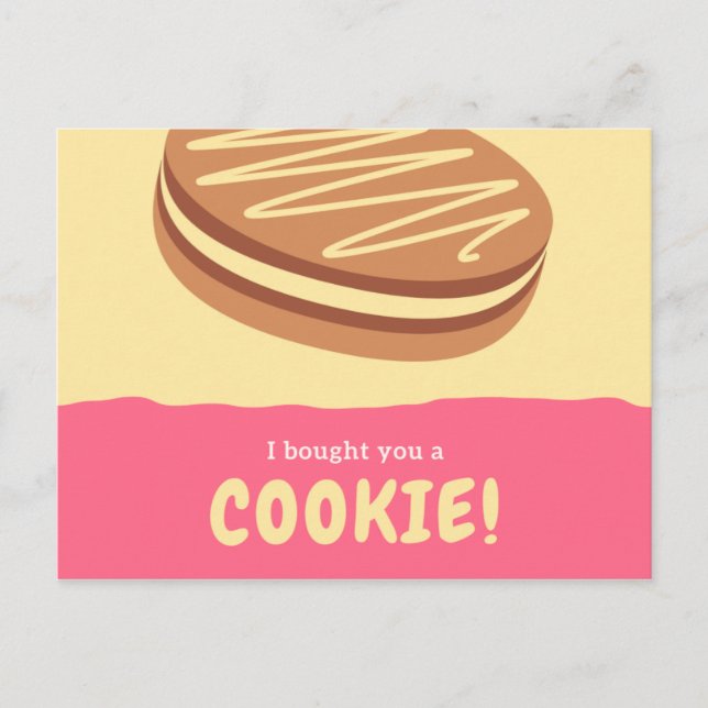 Carte de Biscuit Jaune et Rose Drôle (Devant)
