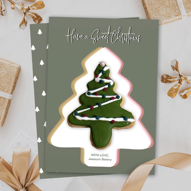 Carte de biscuits de Noël Pine moderne arbre de No (Trendy cookie cards for your holiday sugar cookies, featuring a Christmas tree design background)