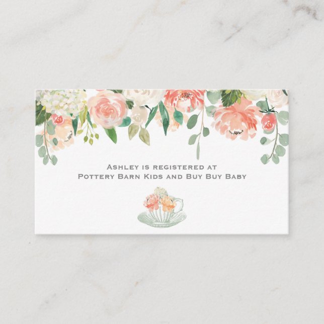 Carte de boîtier à Baby shower de thé floral (Devant)