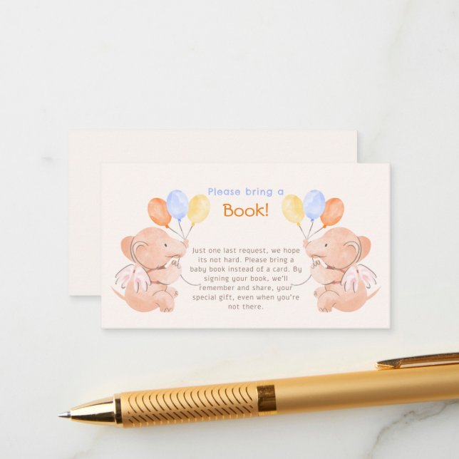 Carte de boîtier Baby shower Elphant bébé (Devant/Arrière en situation)