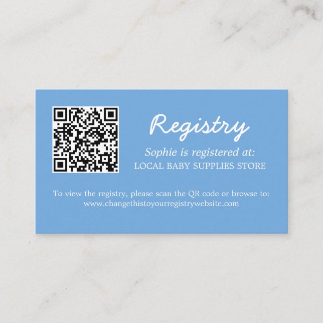 Carte de boîtier bleu de code QR du registre du ba (Devant)