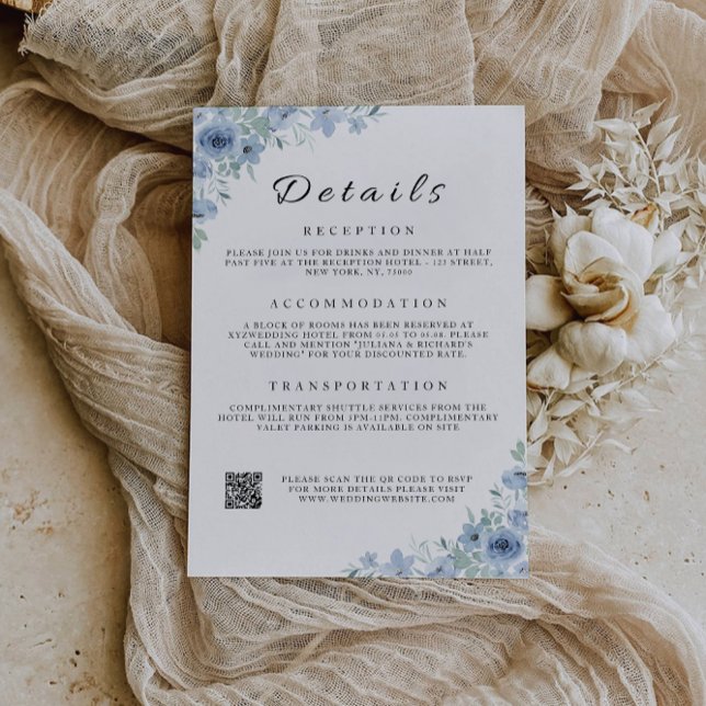 Carte de boîtier bleu - Le Mariage Détails (Blue Enclosure Card-The Details Wedding Invitation)