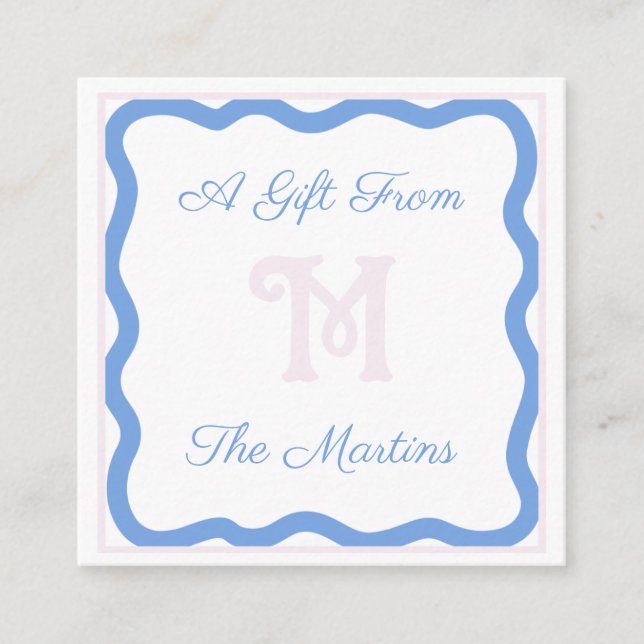 Carte de boîtier Blue/Rose Dainty Bow 2,5 pouces x (Devant)