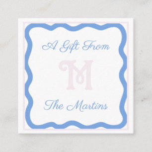 Carte de boîtier Blue/Rose Dainty Bow 2,5 pouces x