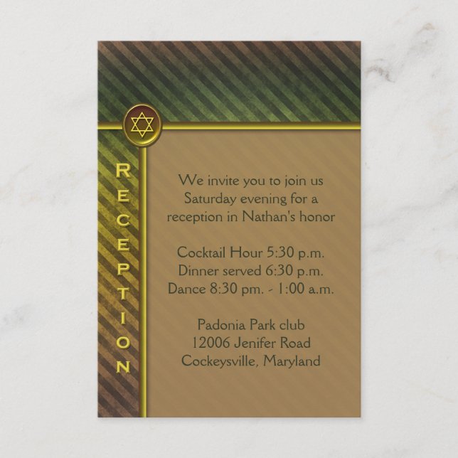 Carte de boîtier Brown, Barre Verte Mitzvah (Devant)