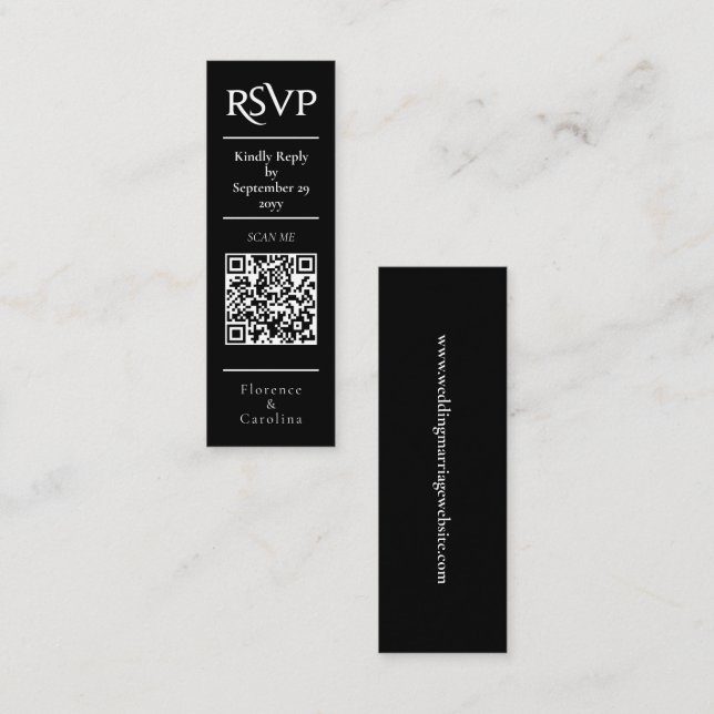Carte de boîtier budgétaire Mariage RSVP QR Code n (Devant / Derrière)