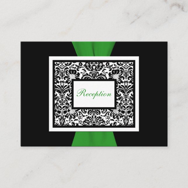 Carte de boîtier Damas noir blanc vert (Devant)