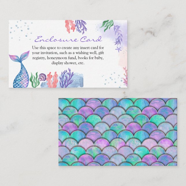 Carte de boîtier de Baby shower de sirène d'aquare (Devant / Derrière)