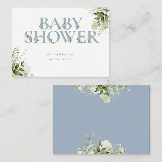 Carte de boîtier de Baby shower Dusty Blue Greener (Devant / Derrière)