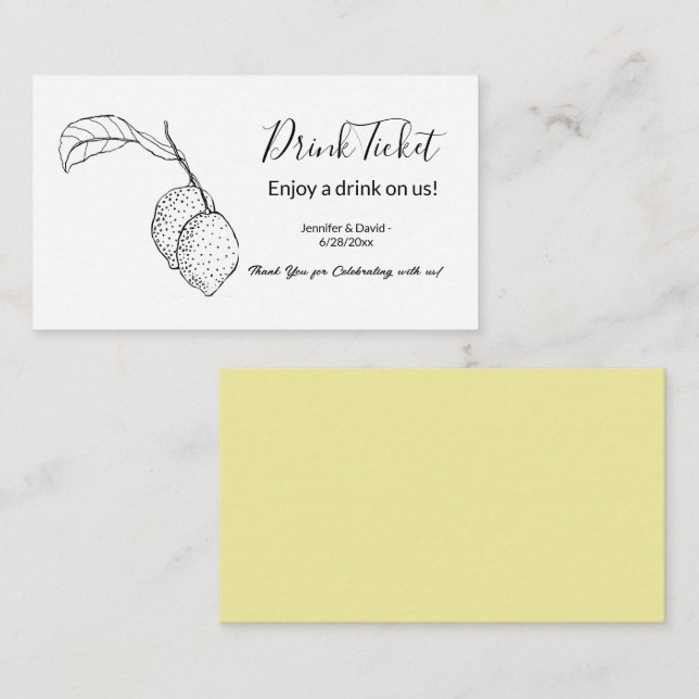 Carte de boîtier de billet pour citrons à la récep (Devant / Derrière)