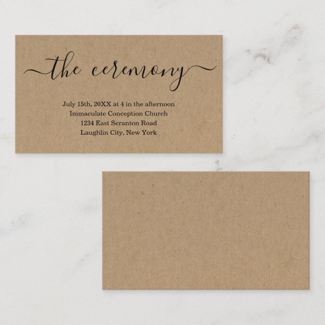Carte de boîtier de cérémonie mariage - Simple (Devant / Derrière)
