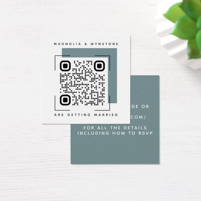 Carte de boîtier de code QR en acier bleu Mariage (Bureau)