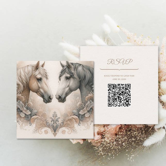 Carte de boîtier de code QR mariage (Wedding QR Code Enclosure Card (front and back))