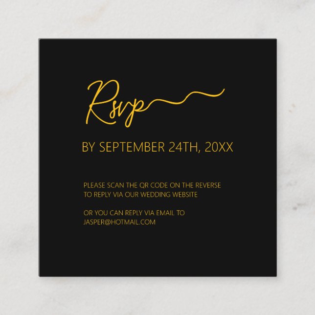Carte de boîtier de code QR RSVP noir Premium (Devant)