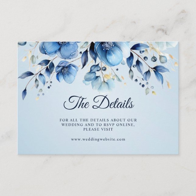 Carte de boîtier de détail des fleurs bleu aquarel (Devant)