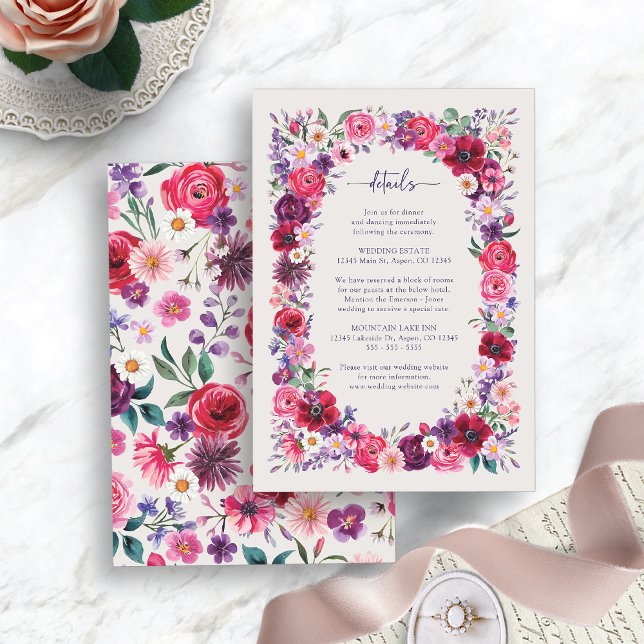 Carte de boîtier de détails floraux en gras (Bold Floral Watercolor Details Enclosure Card by Painted Paperie
)