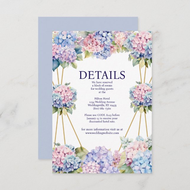 Carte de boîtier de détails Hydrangea (Devant / Derrière)