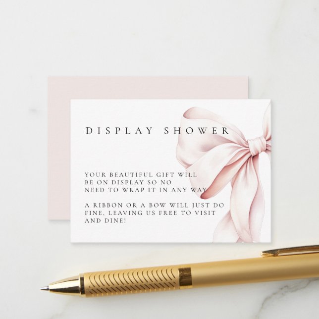Carte de boîtier de douche à Baby shower rose Bow (Devant/Arrière en situation)