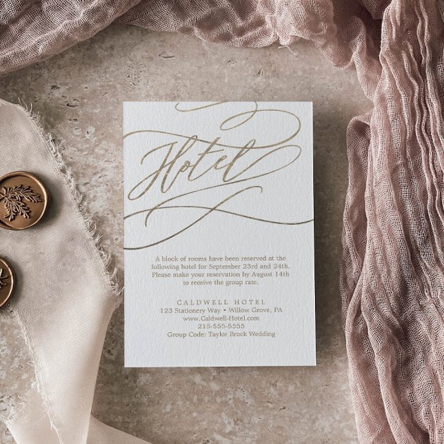 Carte de boîtier de l'hôtel Romantic Gold Calligra (Créateur téléchargé)