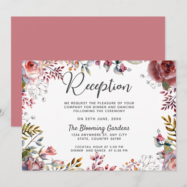Carte De Boîtier De Mariage Floral Blush (Devant / Derrière)