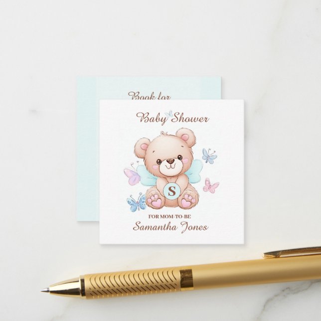 Carte de boîtier de message du carnet de baby show (Devant/Arrière en situation)