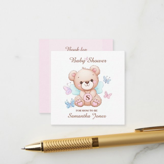 Carte de boîtier de message du carnet de baby show (Devant/Arrière en situation)