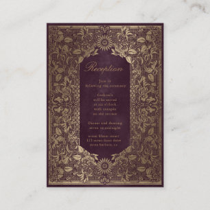 Carte de boîtier de réception décorative en or vin