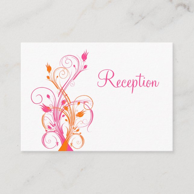 Carte De Boîtier De Réception Orange Rose Blanc Fl (Devant)