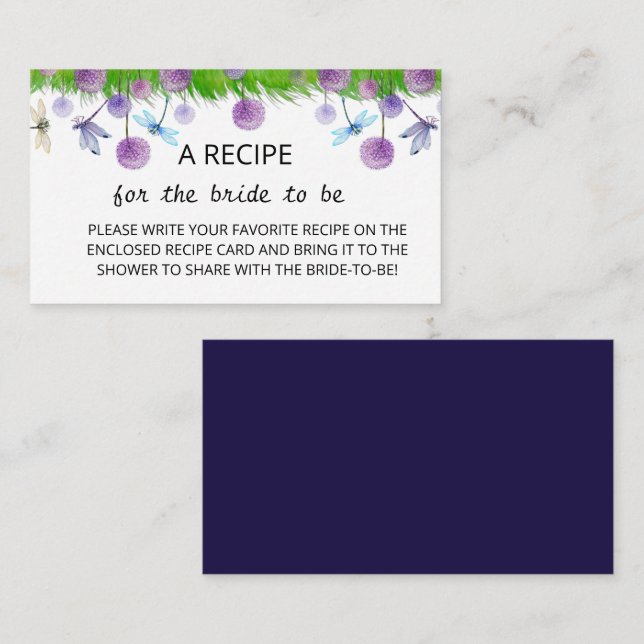Carte de boîtier de recette florale pourpre (Devant / Derrière)