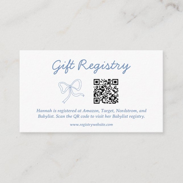 Carte de boîtier de registre QR Dusty Blue moderne (Devant)