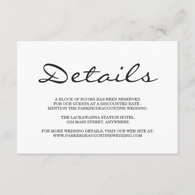 Carte de boîtier d'informations (Devant)