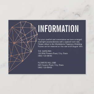 Carte de boîtier d'informations   Coeur or Rose