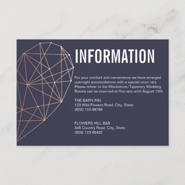Carte de boîtier d'informations | Coeur or Rose (Devant)