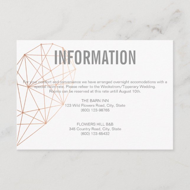 Carte de boîtier d'informations | Coeur or Rose (Devant)