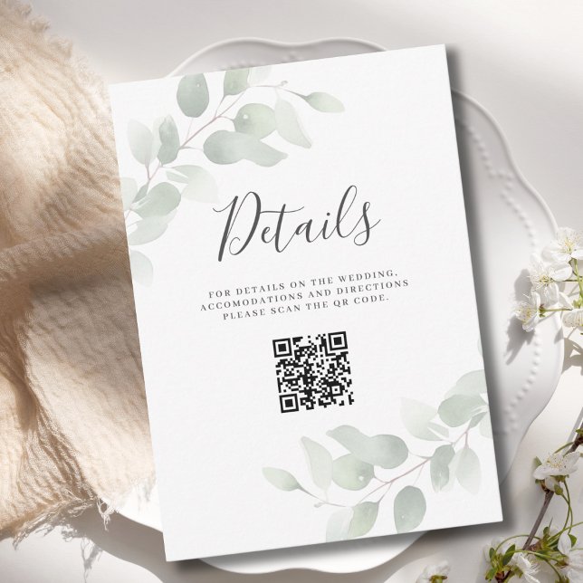 Carte de boîtier du Mariage de code QR Eucalyptus (Créateur téléchargé)