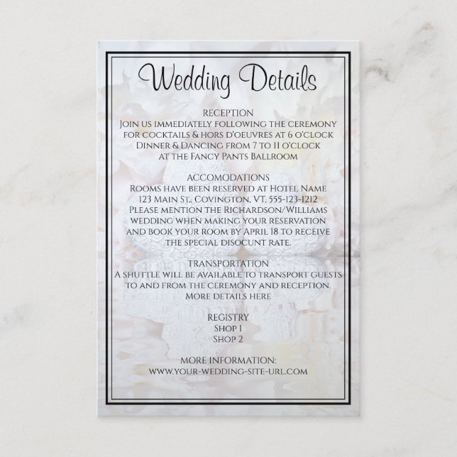 Carte de boîtier du Mariage Détails du commentaire (Devant)