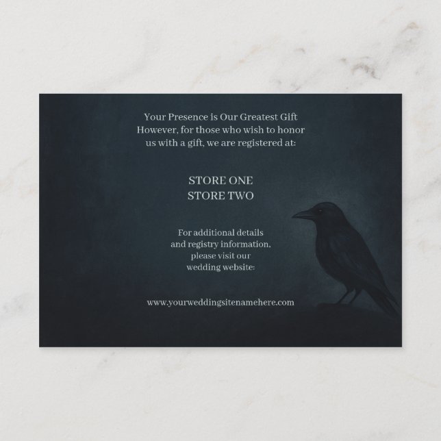 Carte de boîtier du Mariage Gothic Raven (Dos)