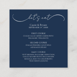 Carte de boîtier du menu Mariage bleu marine éléga