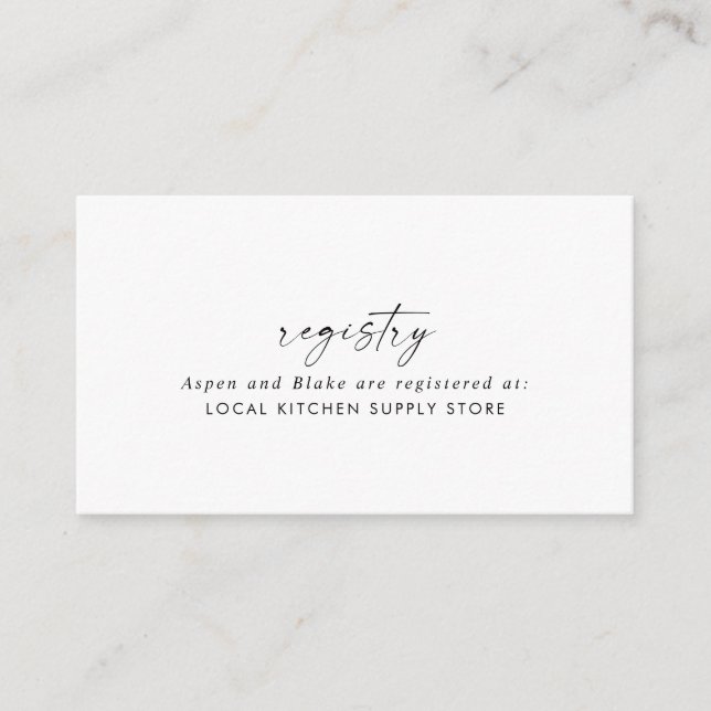 Carte de boîtier du Registre Cadeau Moderne Script (Devant)