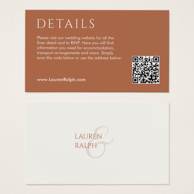 Carte de boîtier du registre des Mariages QR Ochre (Devant & derrière)