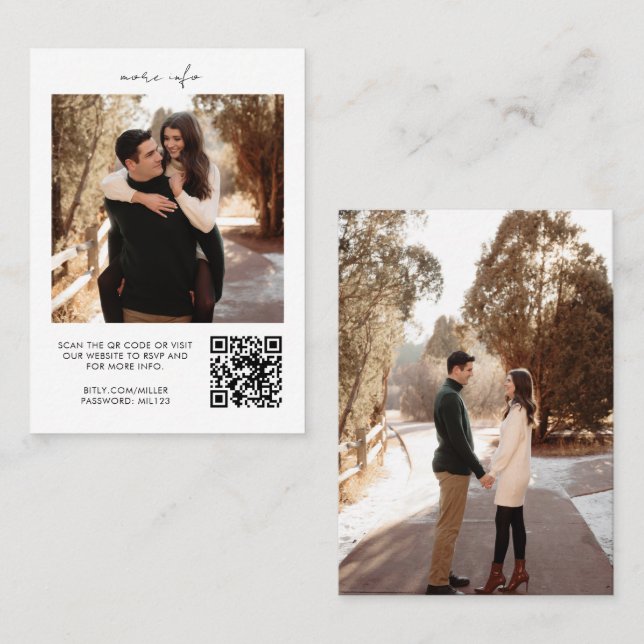 Carte de boîtier du site Web Mariage RSVP de code  (Devant / Derrière)