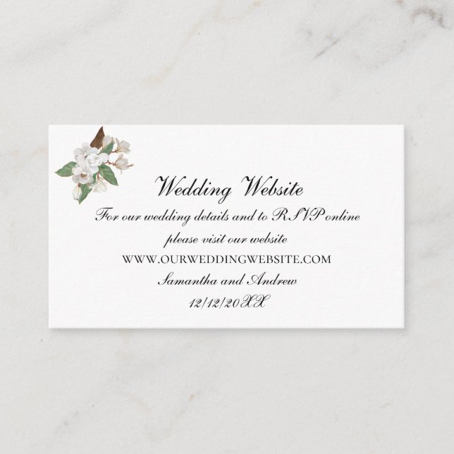 Carte de boîtier du site Web Mariage White Magnoli (Devant)