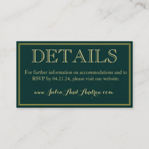 Carte de boîtier Emerald and Gold Art Déco Détails