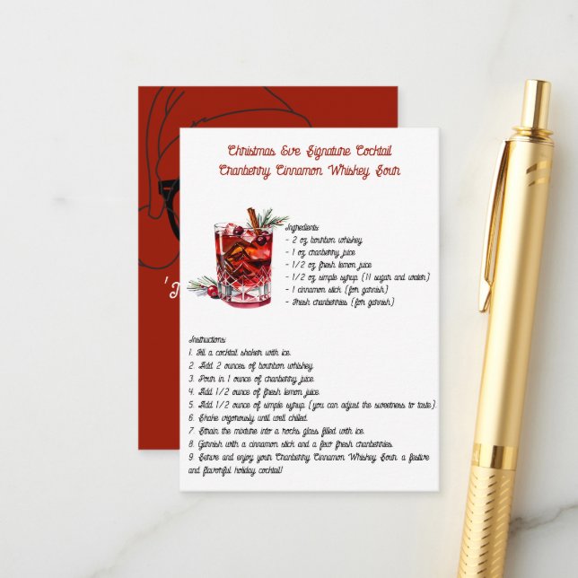 Carte de boîtier en acier à whisky Cranberry Cinna (Devant/Arrière en situation)