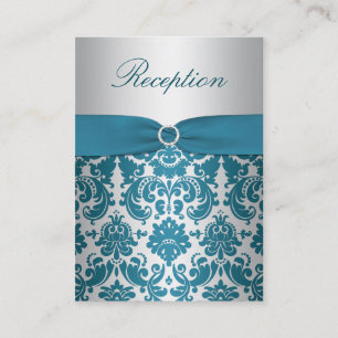 Carte de boîtier en argent et en Damas Turquoise