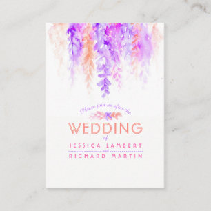 Carte de boîtier en cascade violet orange mariage