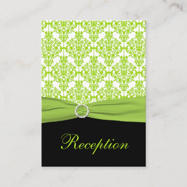 Carte de boîtier en Damas noir et vert citron (Devant)