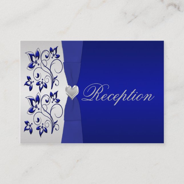 Carte de boîtier floral argent et marine (Devant)