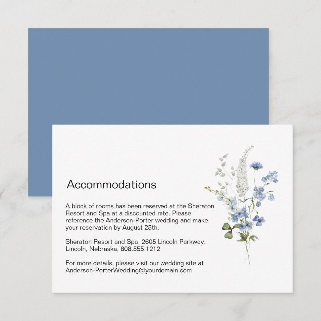 Carte de boîtier floral bleu et blanc (Devant / Derrière)